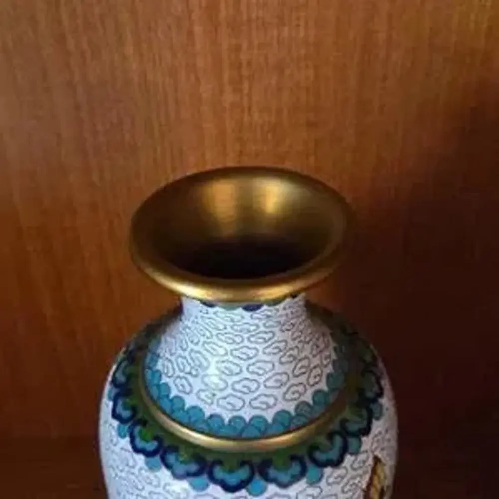 Chinese cloisonné enamel on brass vase